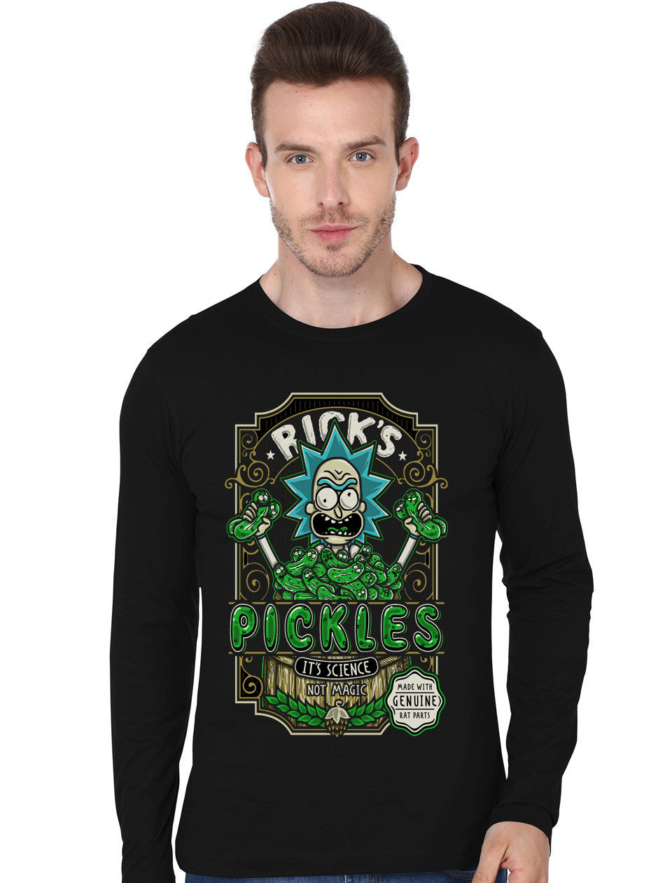 Rickâ€™s Pickles Black Full Sleeve T-Shirt Hoodie, Sweatshirt | PureTeeCo.com