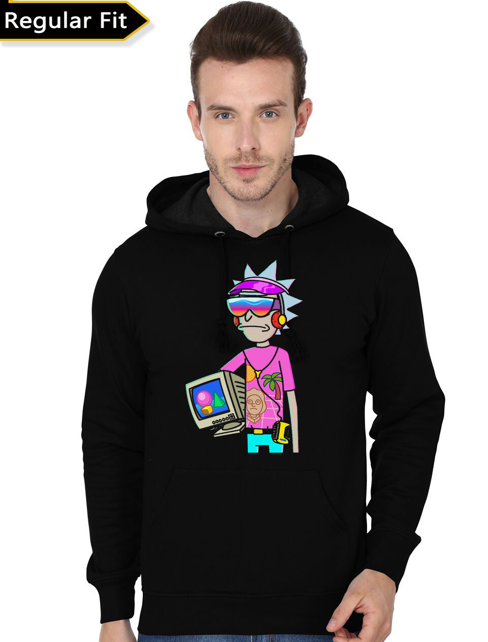 Vaporwave Rick Black Hoodie T-Shirts, Sweatshirt | PureTeeCo.com