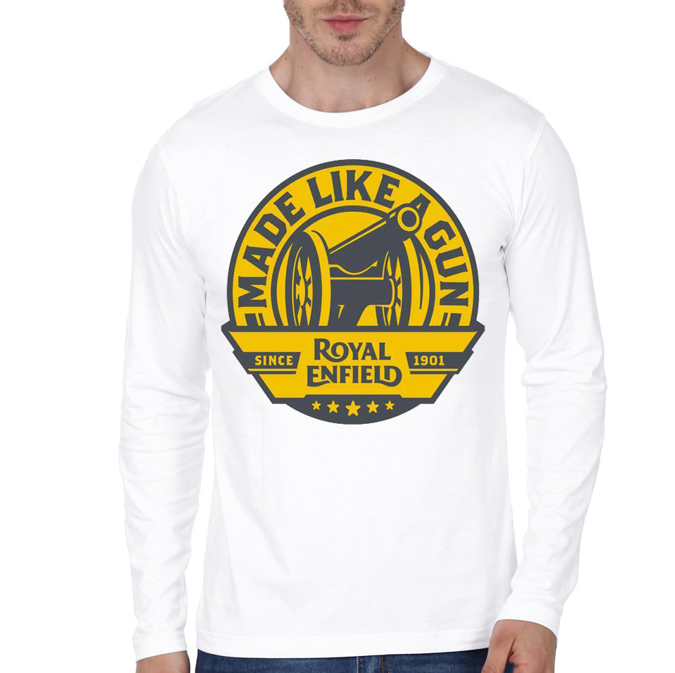 Royal Enfield White Full Sleeve Tee Hoodie, Sweatshirt | PureTeeCo.com