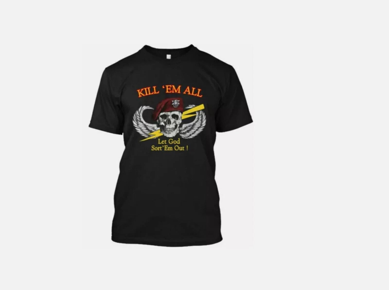 Vintage Kill Em All Let God Sort Em Out 1985 Retro Logo T-Shirt Size S-5XL