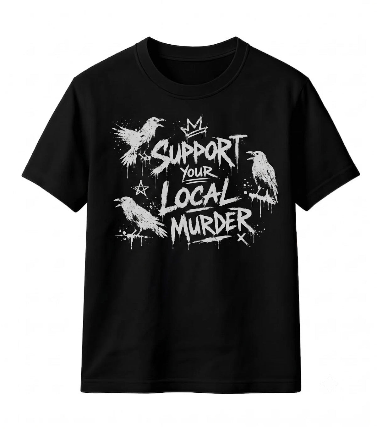 Support Your Local Murder Raven T-Shirt Gothic Dark Academia Crow Tee
