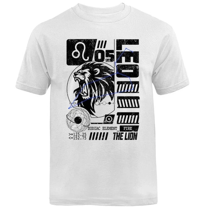 Unisex Leo Lion Zodiac T-Shirt Astrology Horoscope Birthday Graphic Tee 5XL Image 1 of 4