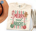 Merry and Bright Shirt Retro Christmas Tee Cozy Winter Holiday Gingerbread Gift
