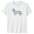 Blue Floral French Toile Womens T-Shirt Dachshund Dogs Gift For Her