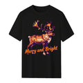 Reindeer String Lights - Merry and Bright Christmas Unisex Graphic Tee S-3XL