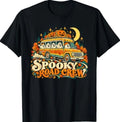 Pumpkin Ghost Bus Halloween Spooky Road Crew T-Shirt