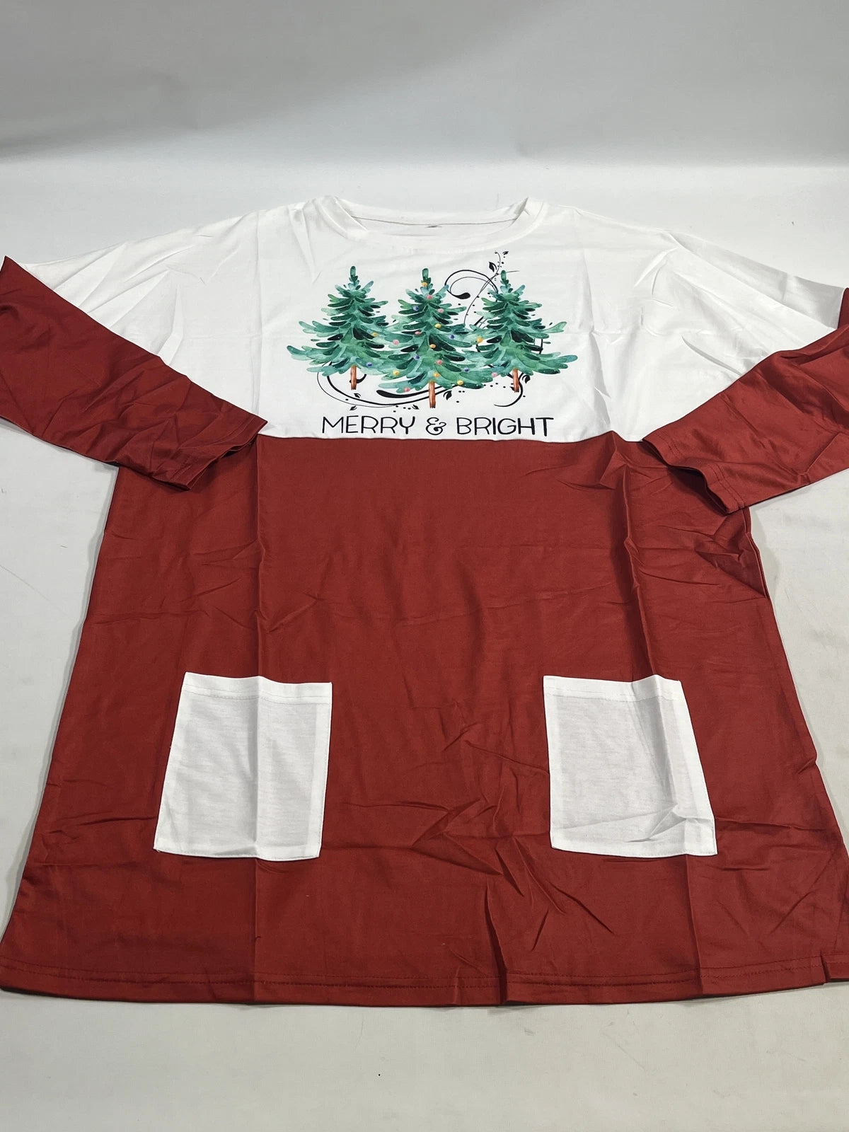 Mens Merry and Bright Christmas Long Sleeve T Shirt XL NEW
