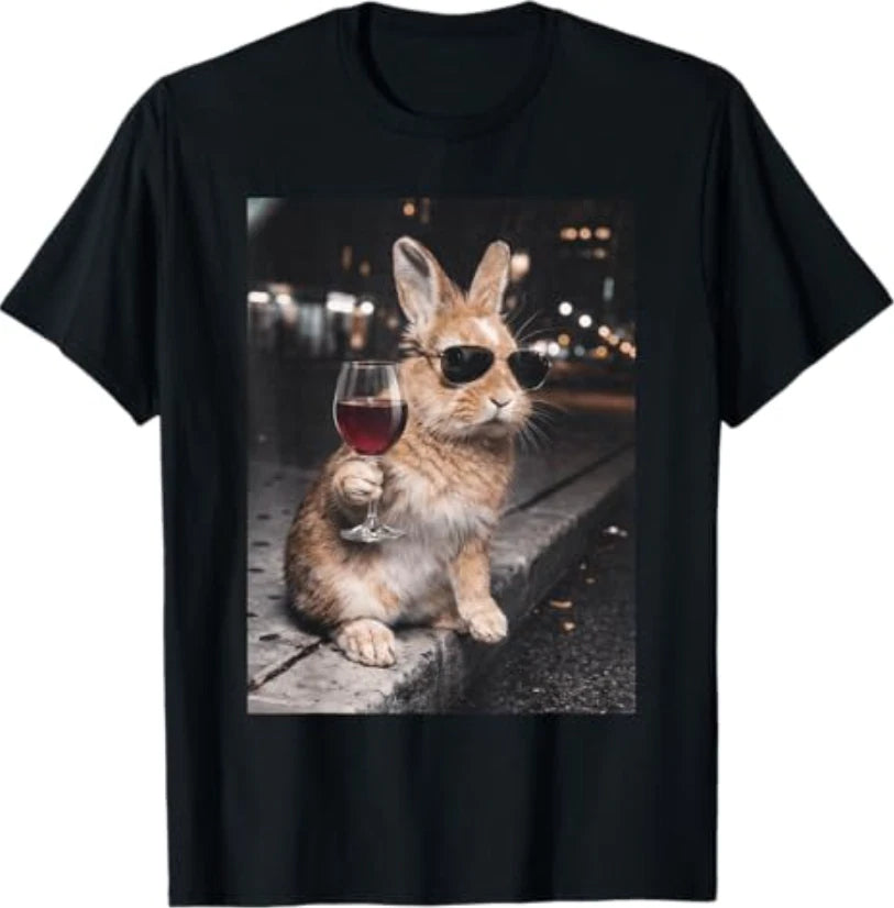 Funny Wine Glasses Bunny Eggs Happy Easter Day Drink Team T-Shirt