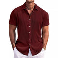 Men's Stripes Shirt Casual Slim Shirts Short Sleeve Button Down Tops Blouse
