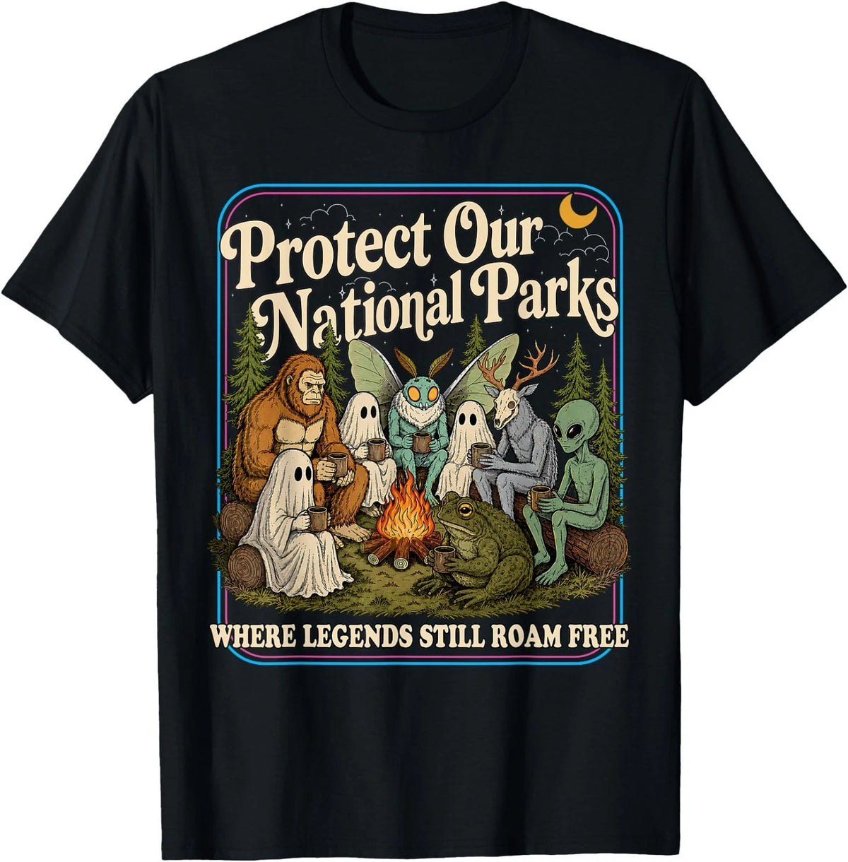 Protect Our National Parks Mothman Cryptid Weirdcore Horror T-Shirt