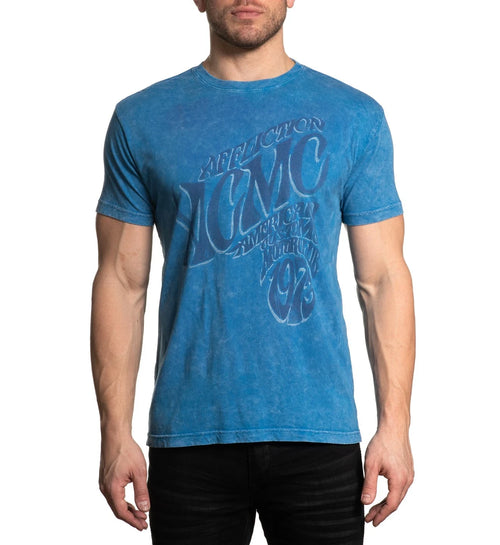 AFFLICTION FILLMORE Men's T-shirt Blue Biker MMA
