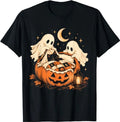 Cute Cat Ghost Halloween Spooky Vintage Funny T-Shirt