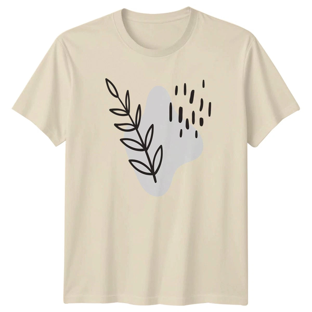 Minimalist Abstract Leaf Branch Organic T-Shirt Botanical Nature Birthday Gift