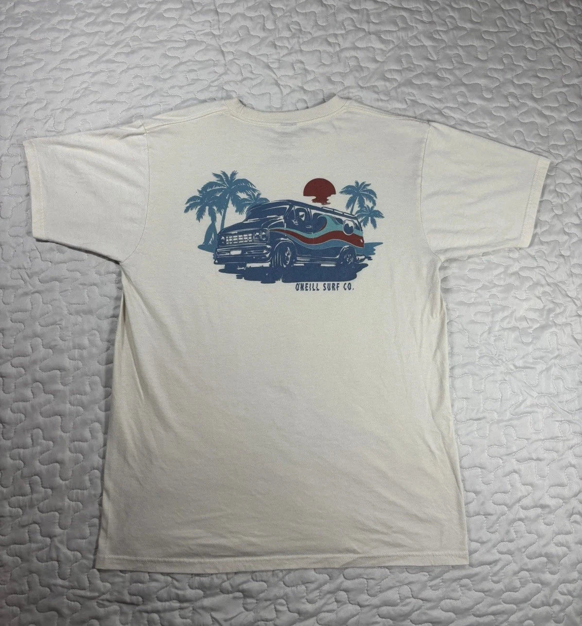 O'Neill Men's Van Life Surfs World Surf Shop T-Shirt Size M Tee Straw Yellow EUC