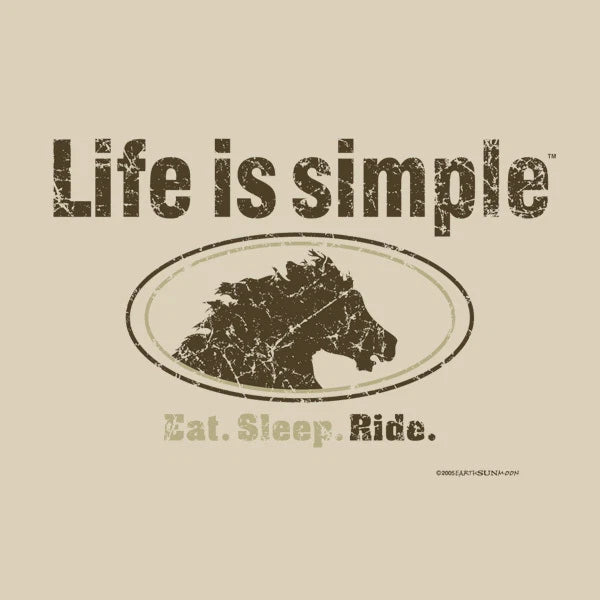 Horse T-shirt Size S 2XL NWT Life is Simple Ride New Beige Cotton Ts