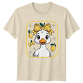 Cute Duck Wearing Lemon Bow Womens T-Shirt Lemon Theme Birthday