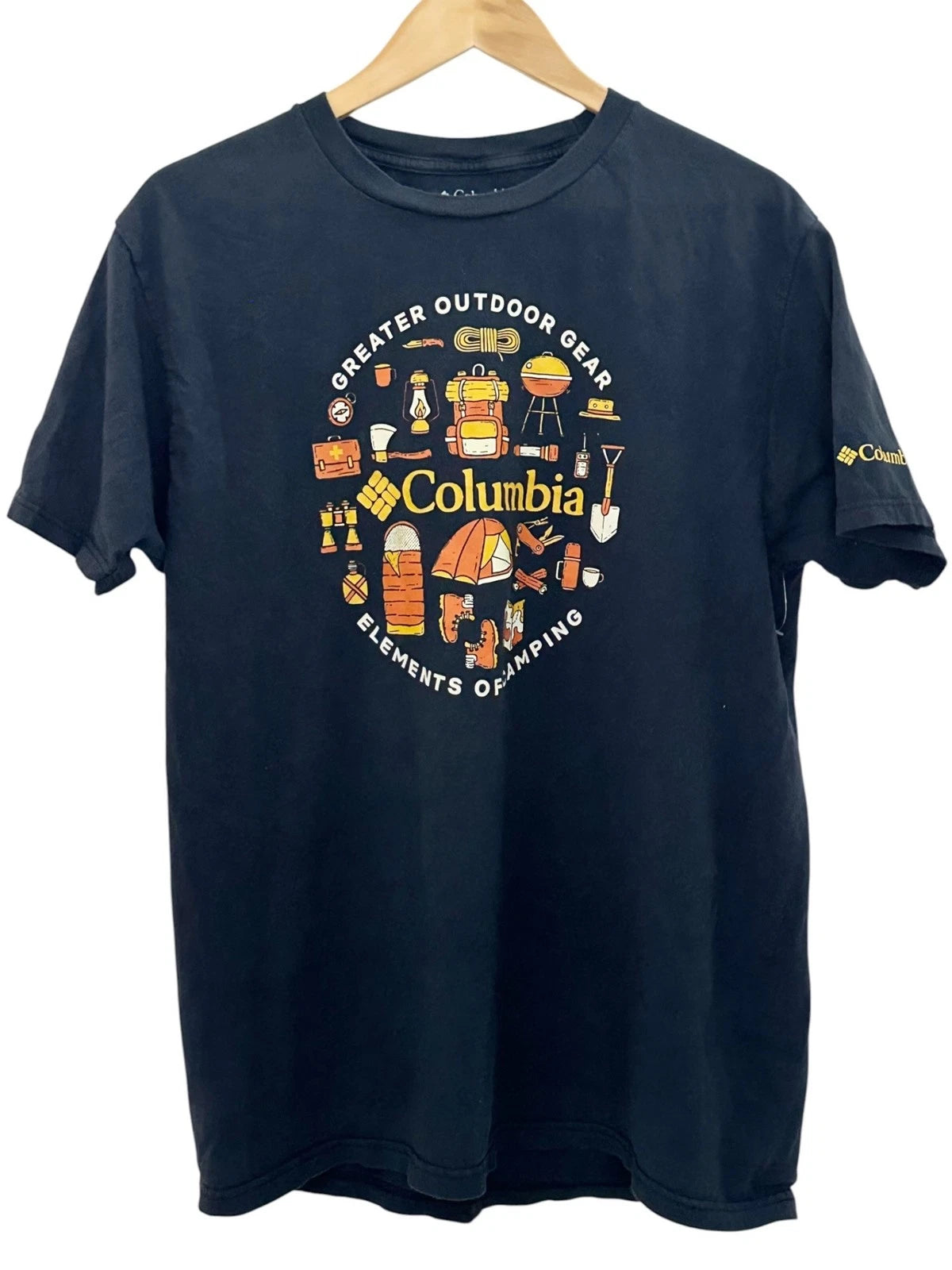 Columbia Shirt Mens Large Blue Greater Outdoor Gear Elements of Camping T Shirt