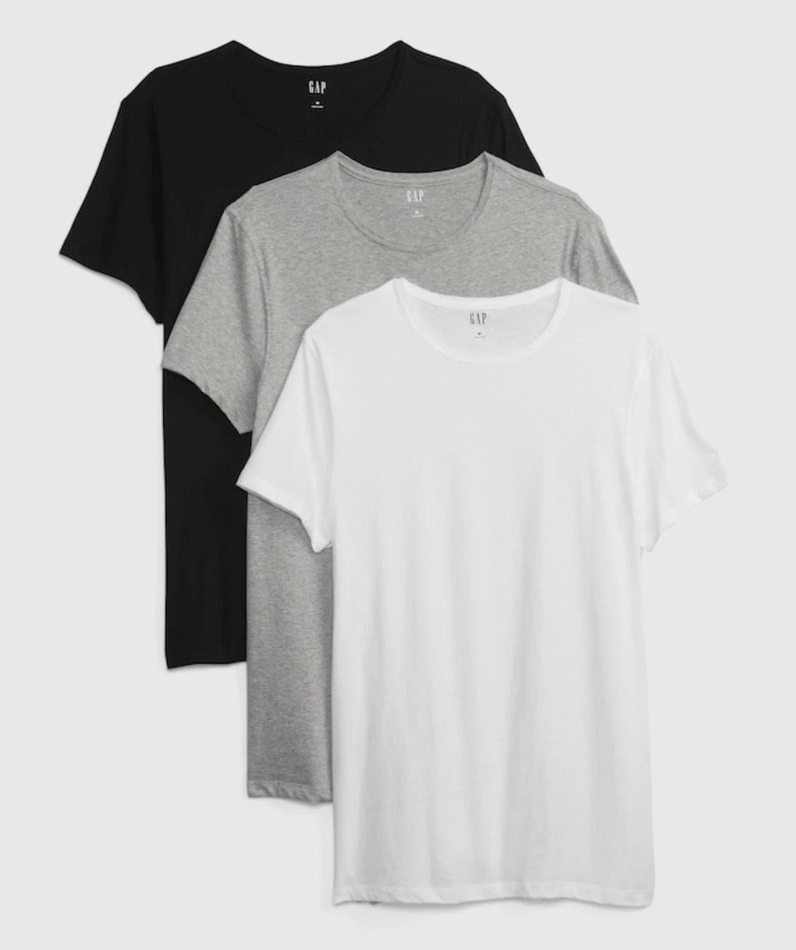 Gap Shirt Mens Large Black Gray White Cotton Crew 3 Pack Undershirt Classic NEW