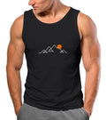 Mens Tank Top Front Print Line Art Mountains Hiking Nature Outdoor Fashion Summer