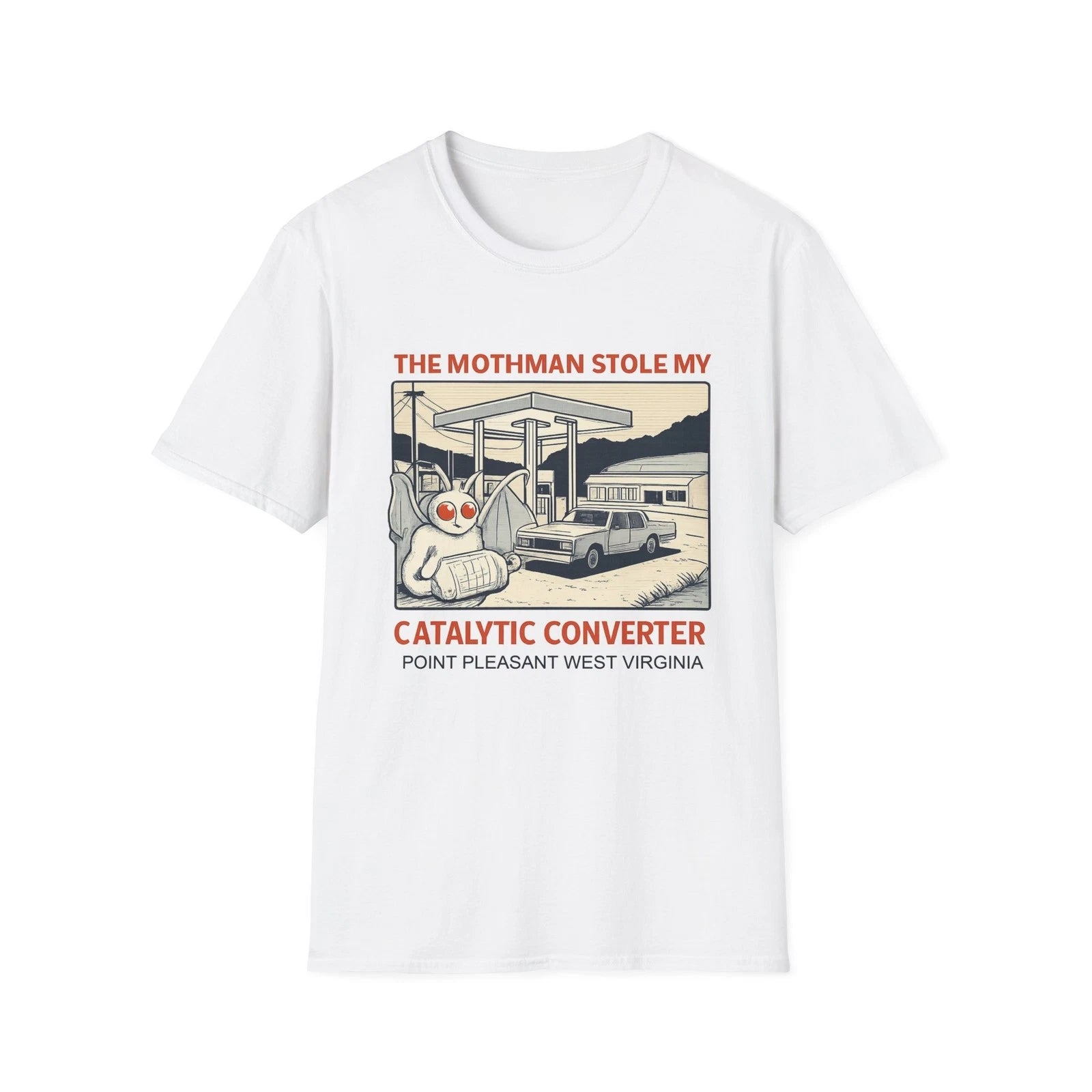 Mothman Stole My Catalytic Converter T-Shirt | Cryptid Humor