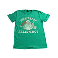 Vintage T-Shirt Mens Medium Green Excellent Santa Don't Stop Believing Graphic