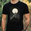 Mens Wolf in the Moonlight Motif Cotton T-Shirt Size XS to 5XL