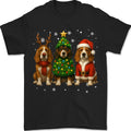 Retro Christmas Basset Hound Santa Reindeer Dog Lover  T-Shirt