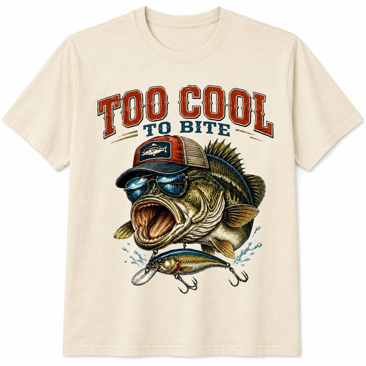 Too Cool To Bite Bass Fishing Shirt Funny Fisherman Vintage Fish T-Shirt