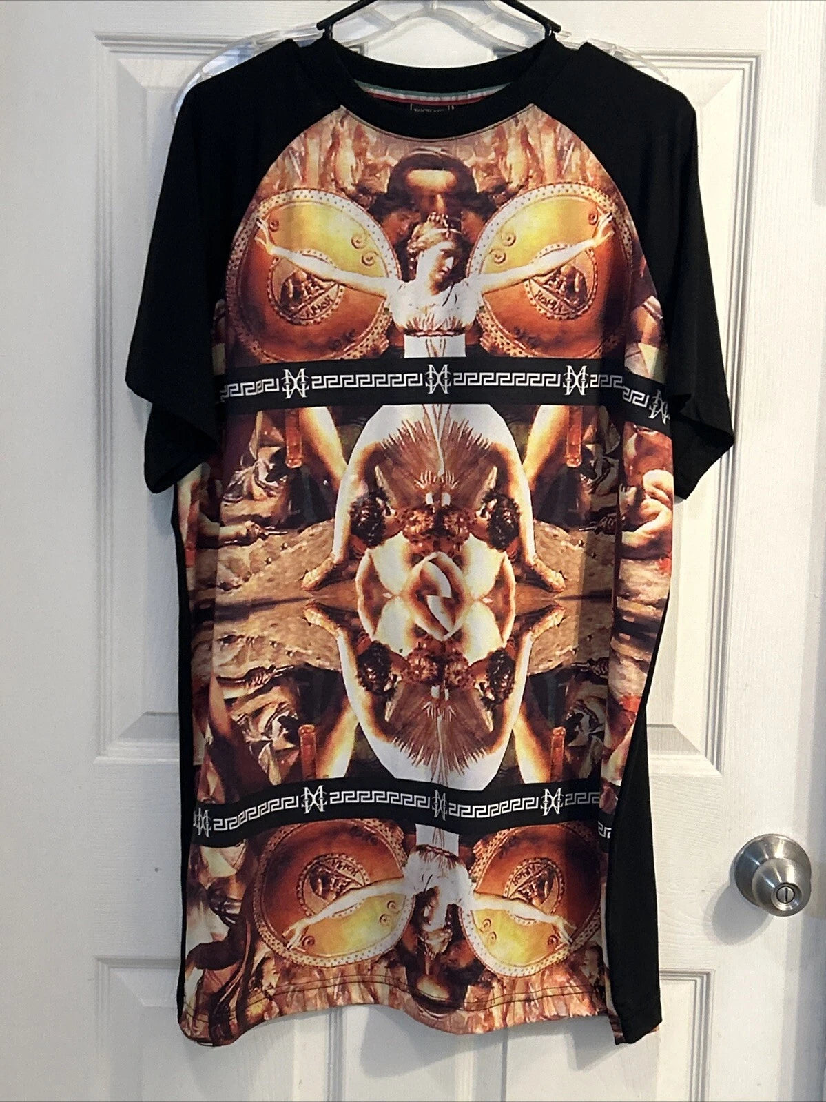 VTG Michael Cherry T-shirt Religious Art Print Cherubs Black Size XL