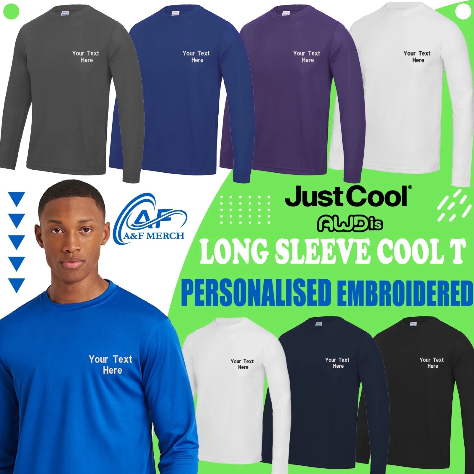 Awdis Gildan Custom Embroidered Just Cool Long Sleeve T-Shirt