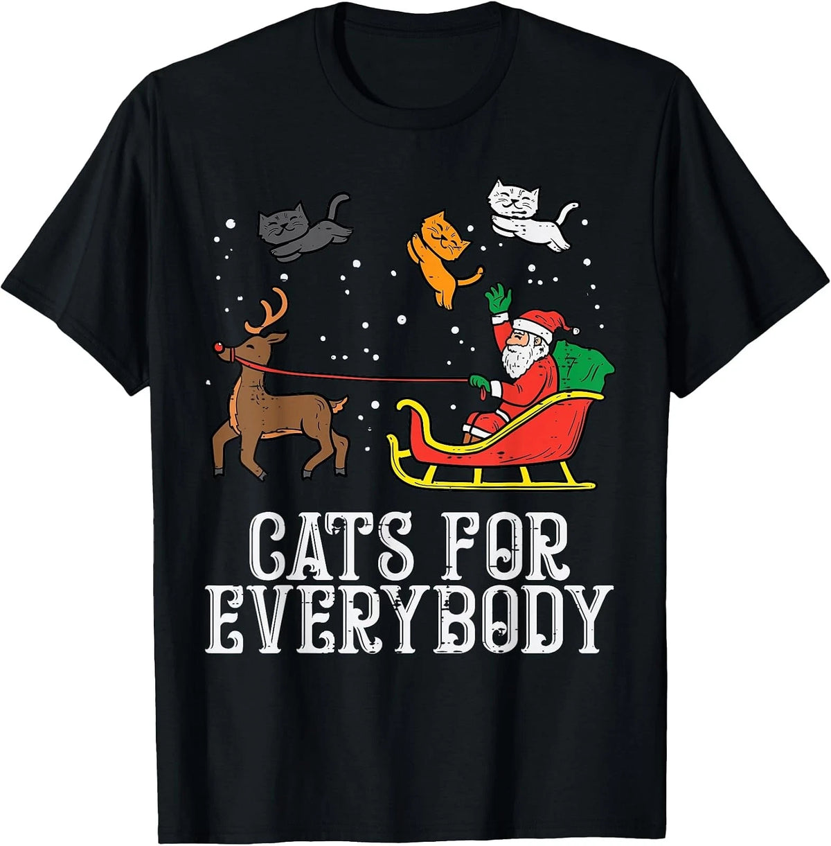 Funny Christmas Cat T-Shirt for Women - Santa Design for Cat Lovers