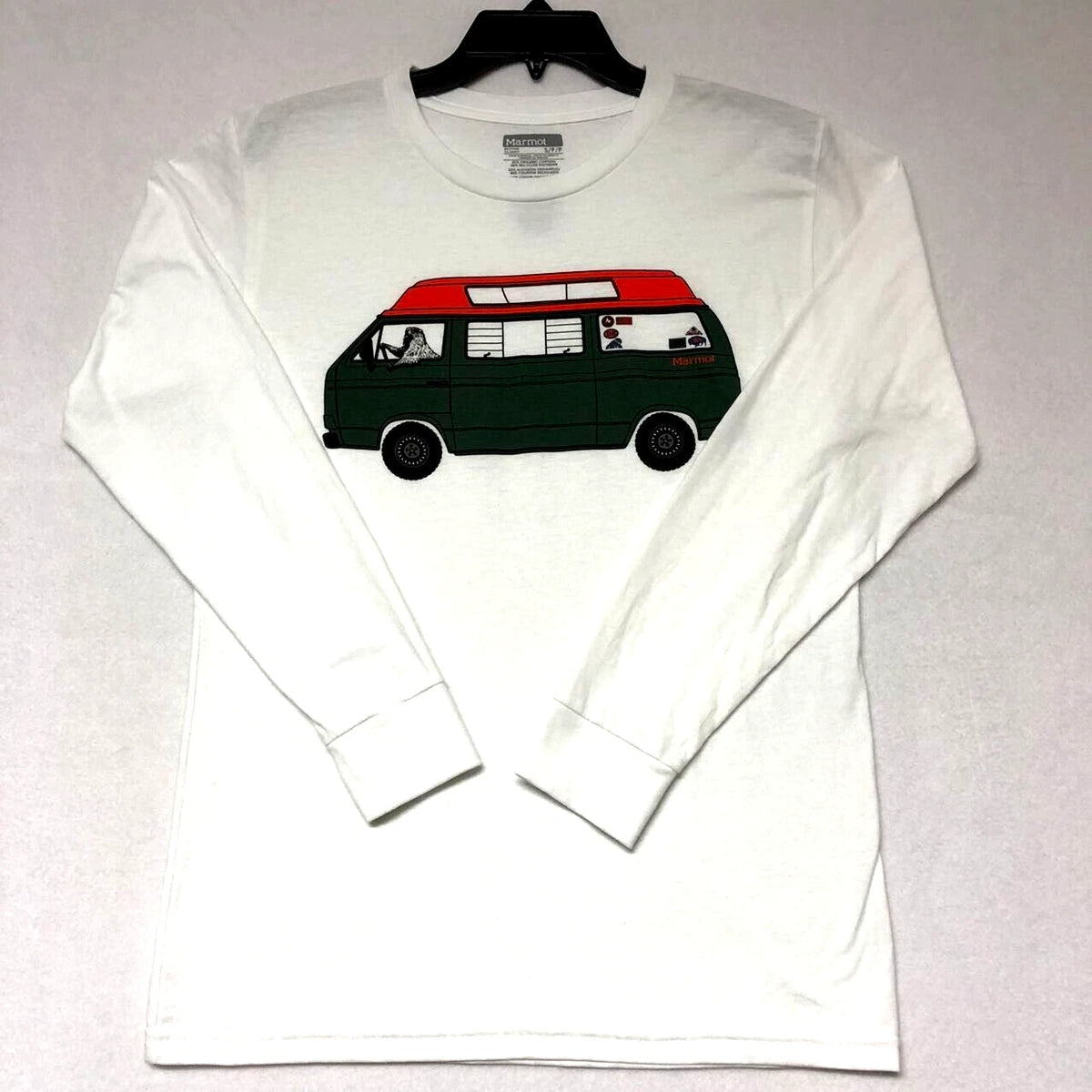 MARMOT Long-Sleeved Tee T-Shirt VAN LIFE LS-BNHT White Camper Soft NWT! Sz S