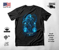 Electric Blue Aquarius Water Bearer Zodiac T-Shirt Black Unisex Image 1 of 2