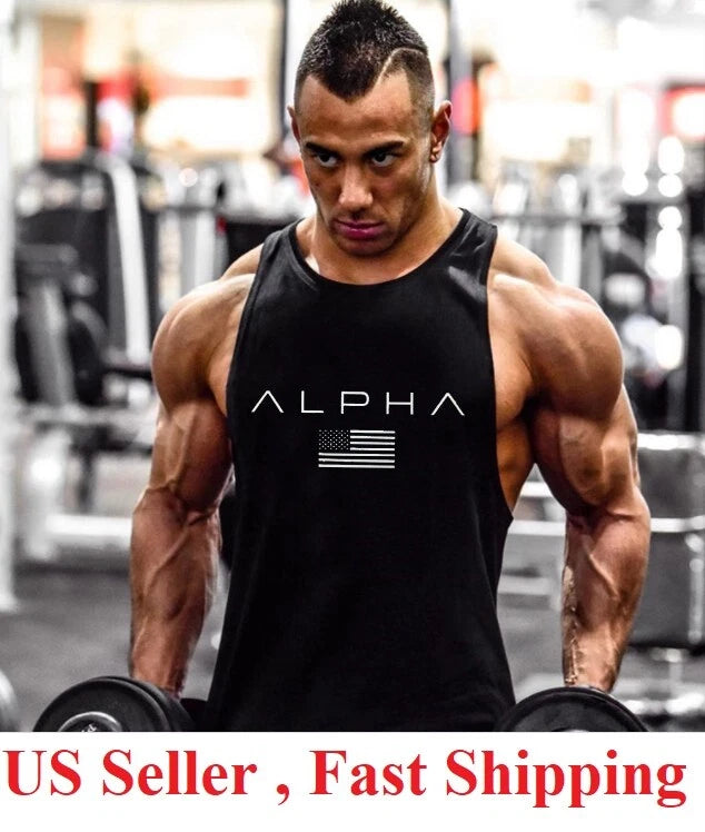 Gym Stringer - Men's Tank Top for Bodybuilding Fitness - Stringer Sports alpha