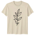 Minimalist Botanical Leaf Branch Design T-Shirt Foliage Line Art Plants Birthday