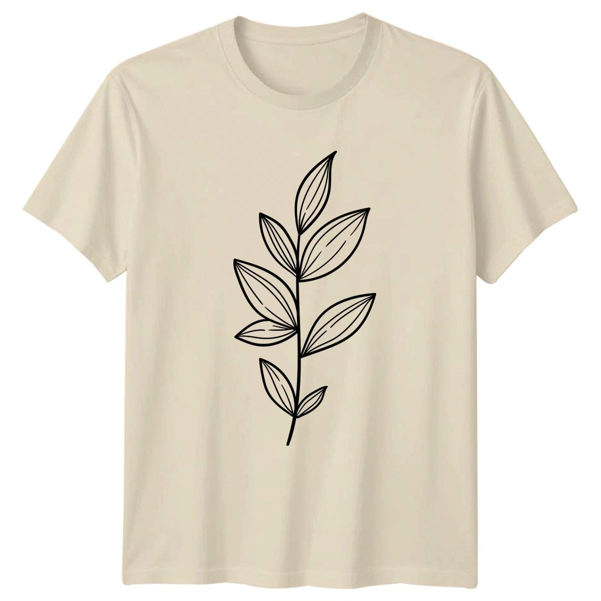 Minimalist Botanical Leaf Branch Design T-Shirt Foliage Line Art Plants Birthday