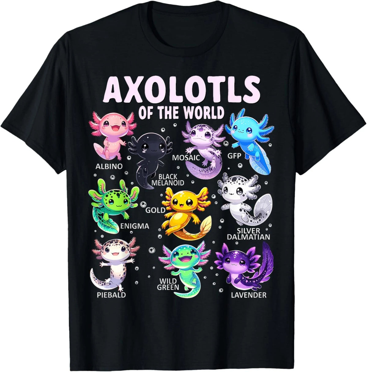 Axolotl Kawaii Axolotls of the World Axolotl Animals T-Shirt Image 1 of 4