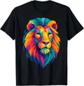 Colorful Geometric Lion Head T-Shirt–Bold Vibrant Art Design Gift Unisex T-Shirt