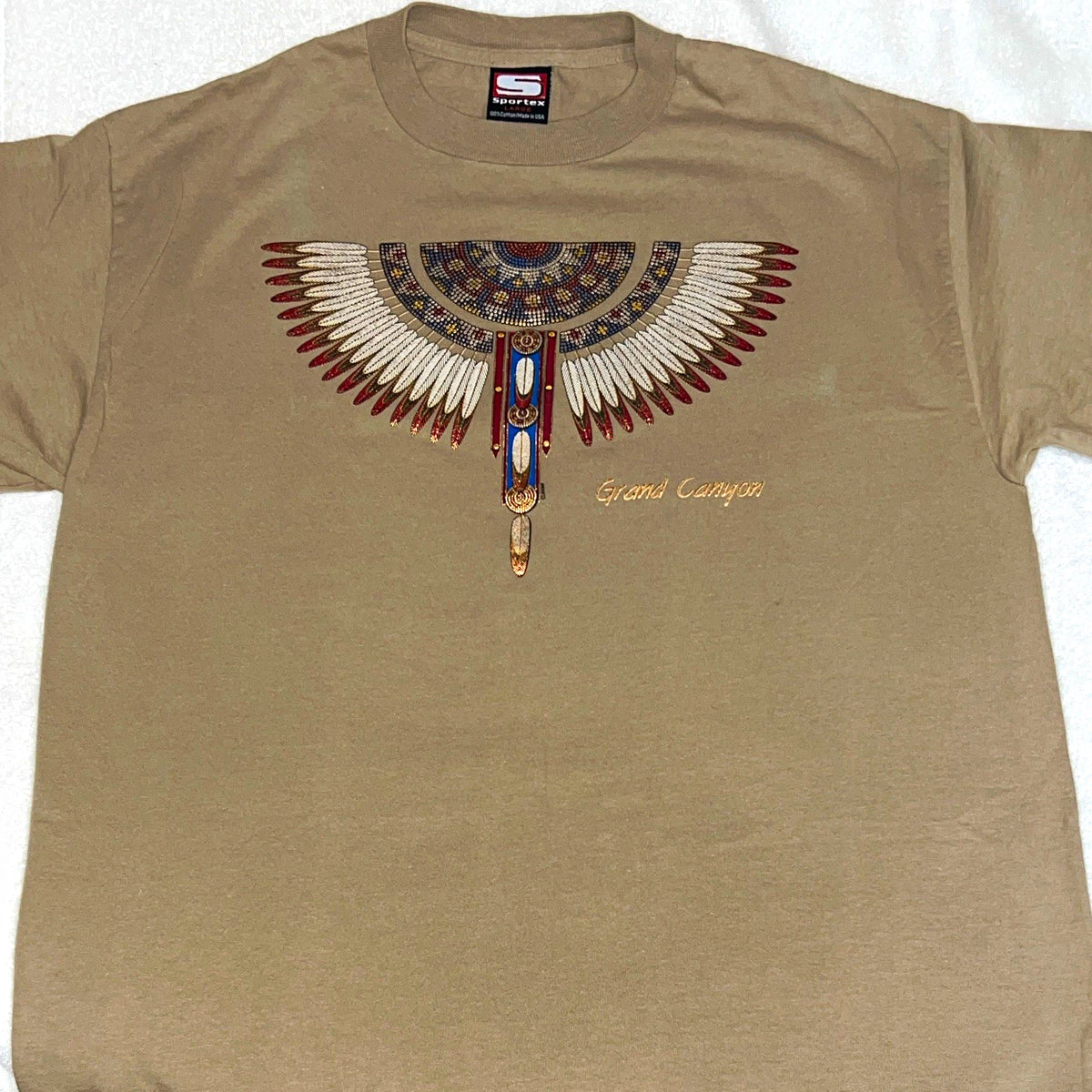 Vintage 90s Sportex Grand Canyon T-Shirt Tan Cotton USA Made M/L