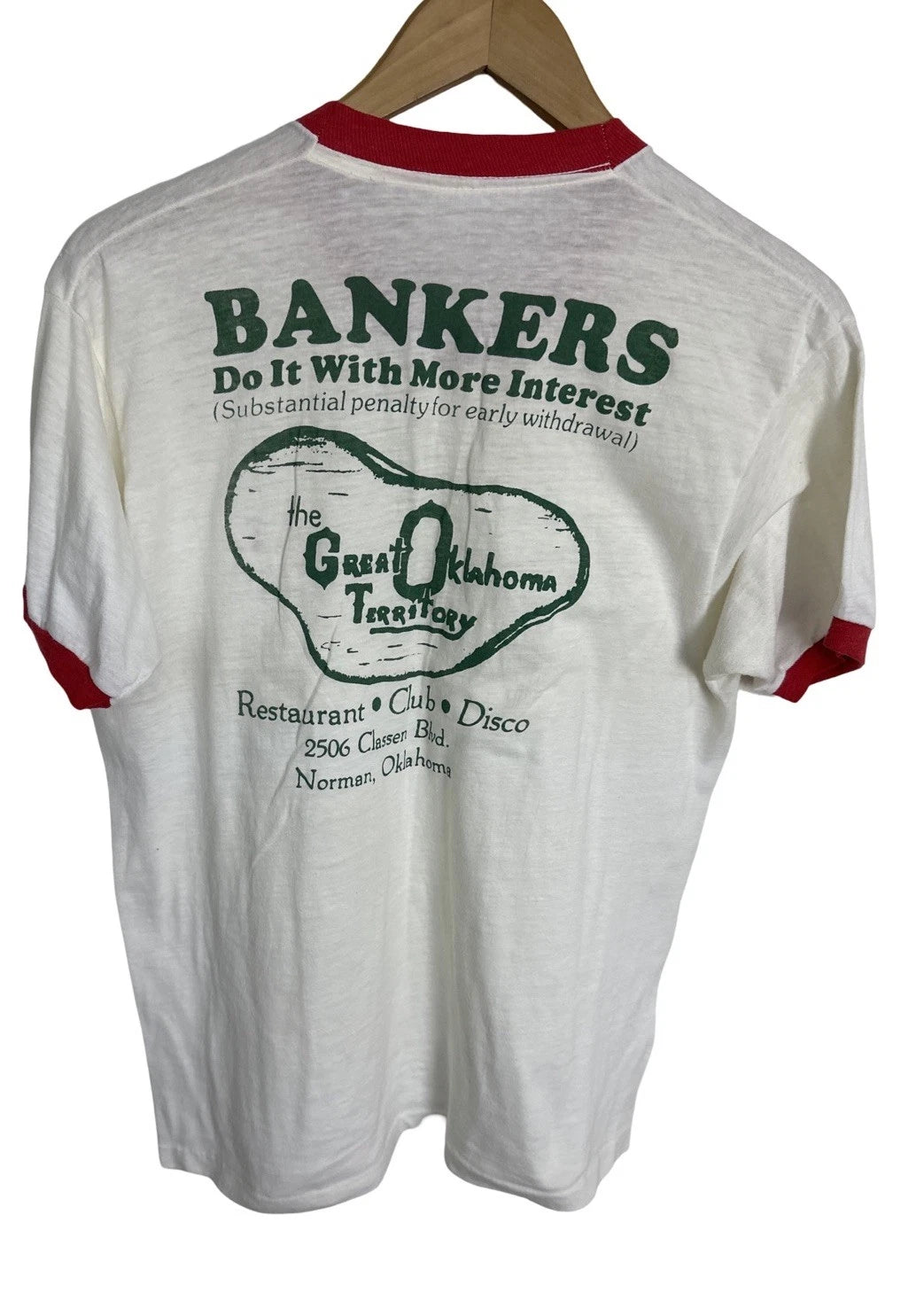 VTG 70’s The G.O.T The Great Oklahoma Territory Club Disco Bar Ringer T Shirt M Image 1 of 4