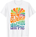 Elderly White Hippie Retro Groovy Psychedelic 70s Unisex T-Shirt