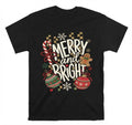 Merry And Bright Graphic Christmas Black T Shirt Gift For Friends
