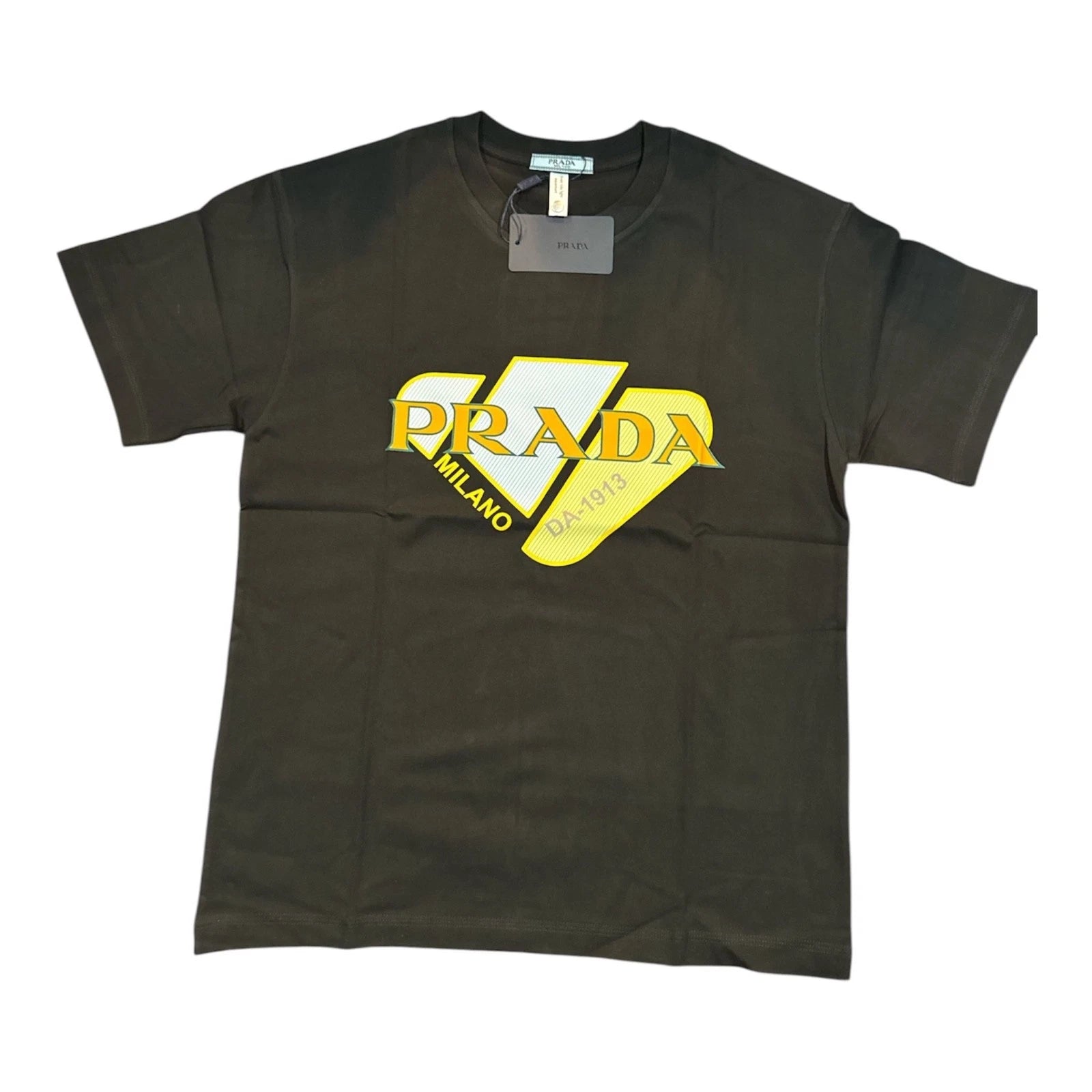 Prada Milano Unisex Black Logo Graphic T-Shirt Size L Large New With Tags