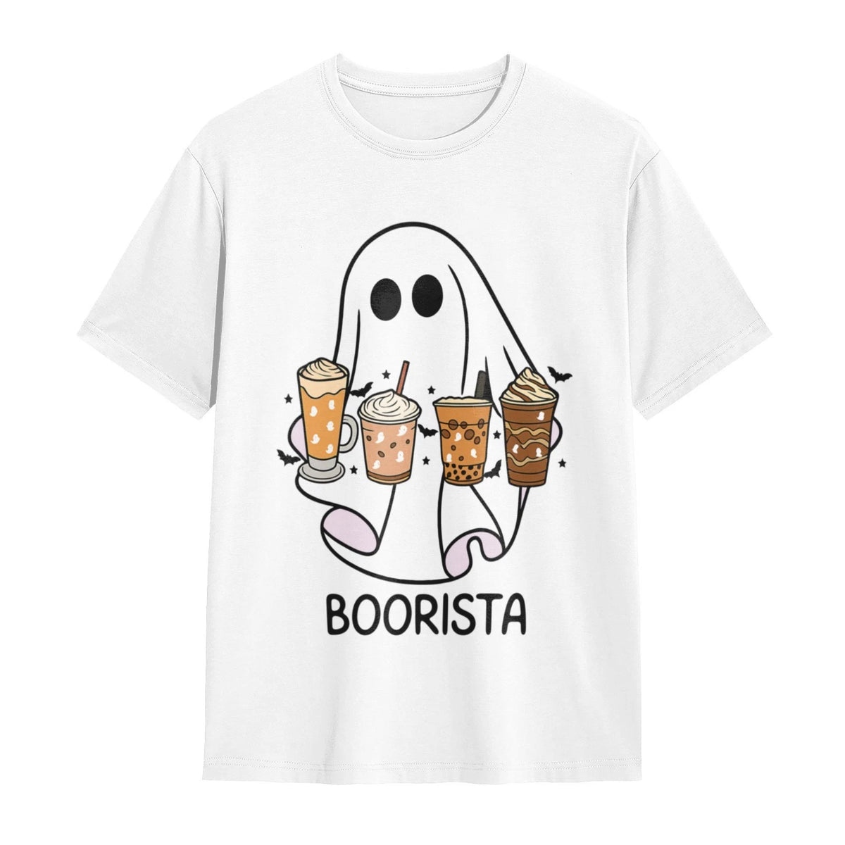 Boorista Ghost Coffee Lover Spooky Season Halloween Graphic White T-Shirt Image 1 of 4