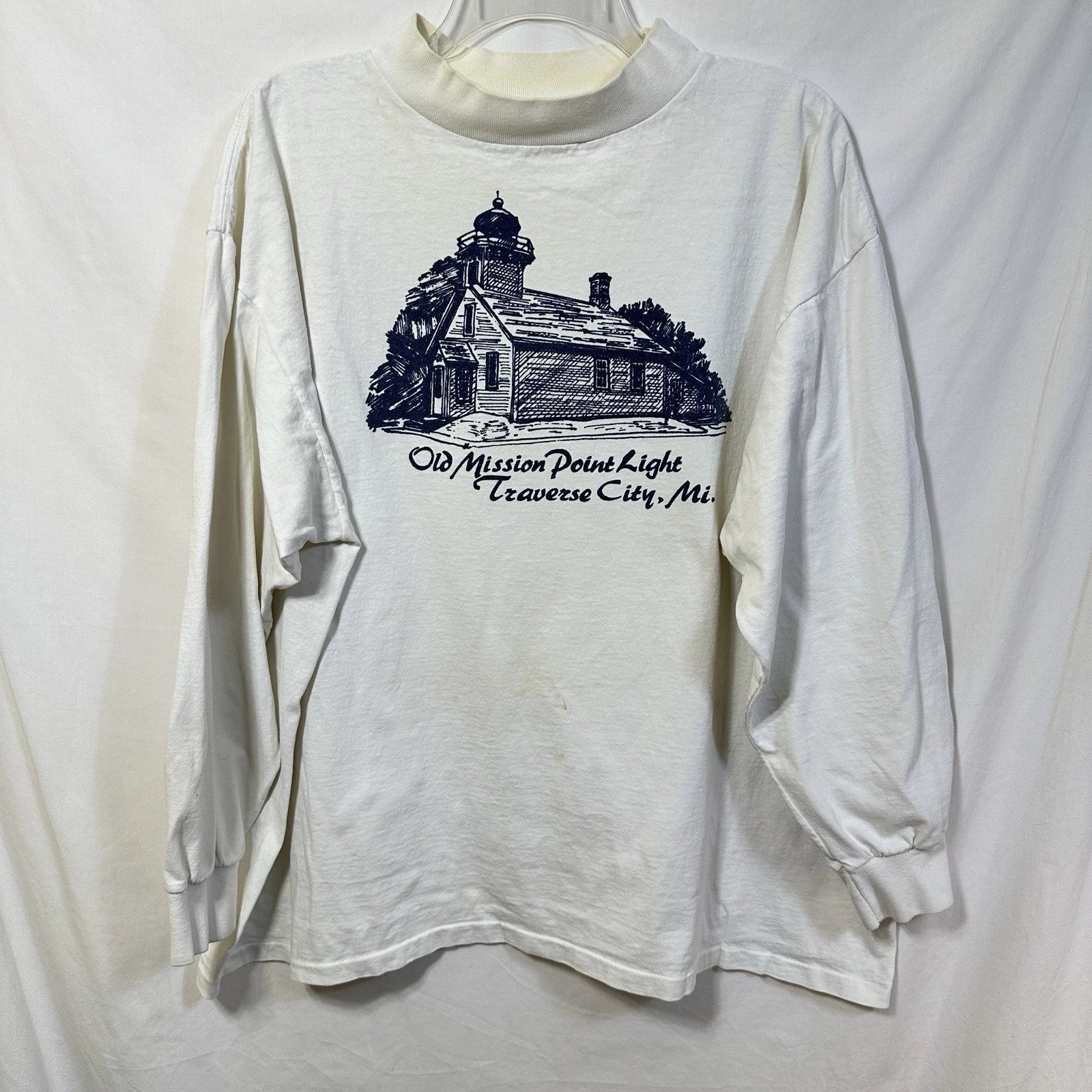 Vintage Michigan Rag Co. Old Mission Point Light House Traverse City T-Shirt 2XL