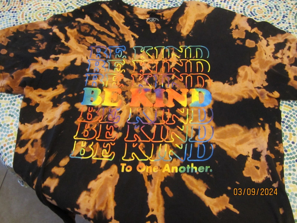 Be Kind To One Another Tie-Dyed T-Shirt - Black/Orange - XL