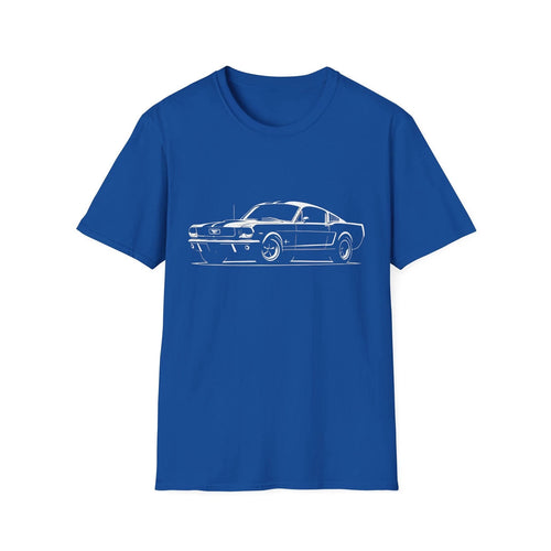 1965 Ford Mustang Fastback T-Shirt – Classic Muscle Car Vintage Line Art Graphic
