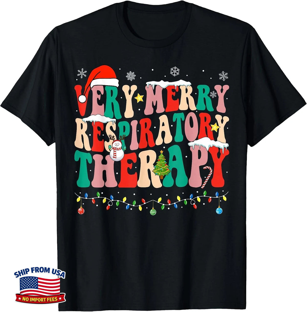 Very Merry Respiratory Therapy Christmas Respiratory RT T-Shirt Lung Care Gift
