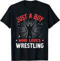 Just A Boy Who Loves Wrestling Kids Wrestler Graphic T-Shirt