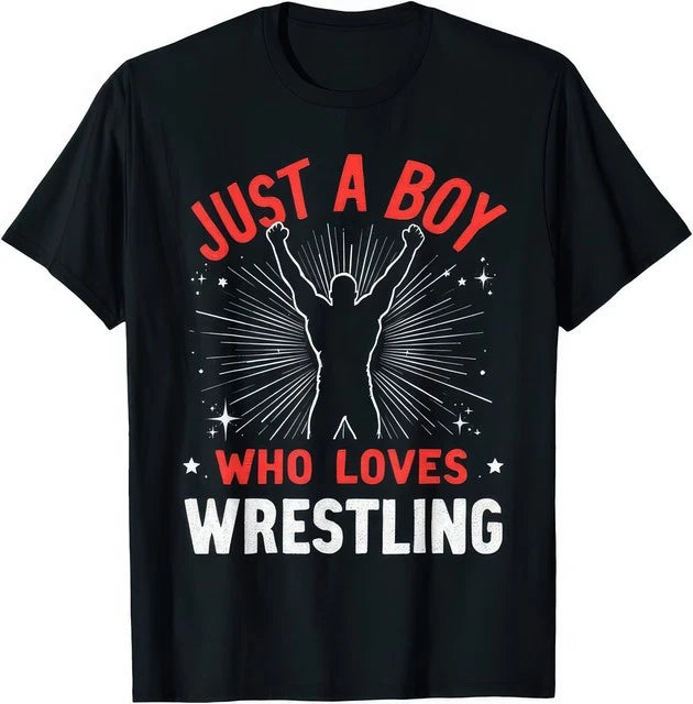 Just A Boy Who Loves Wrestling Kids Wrestler Graphic T-Shirt